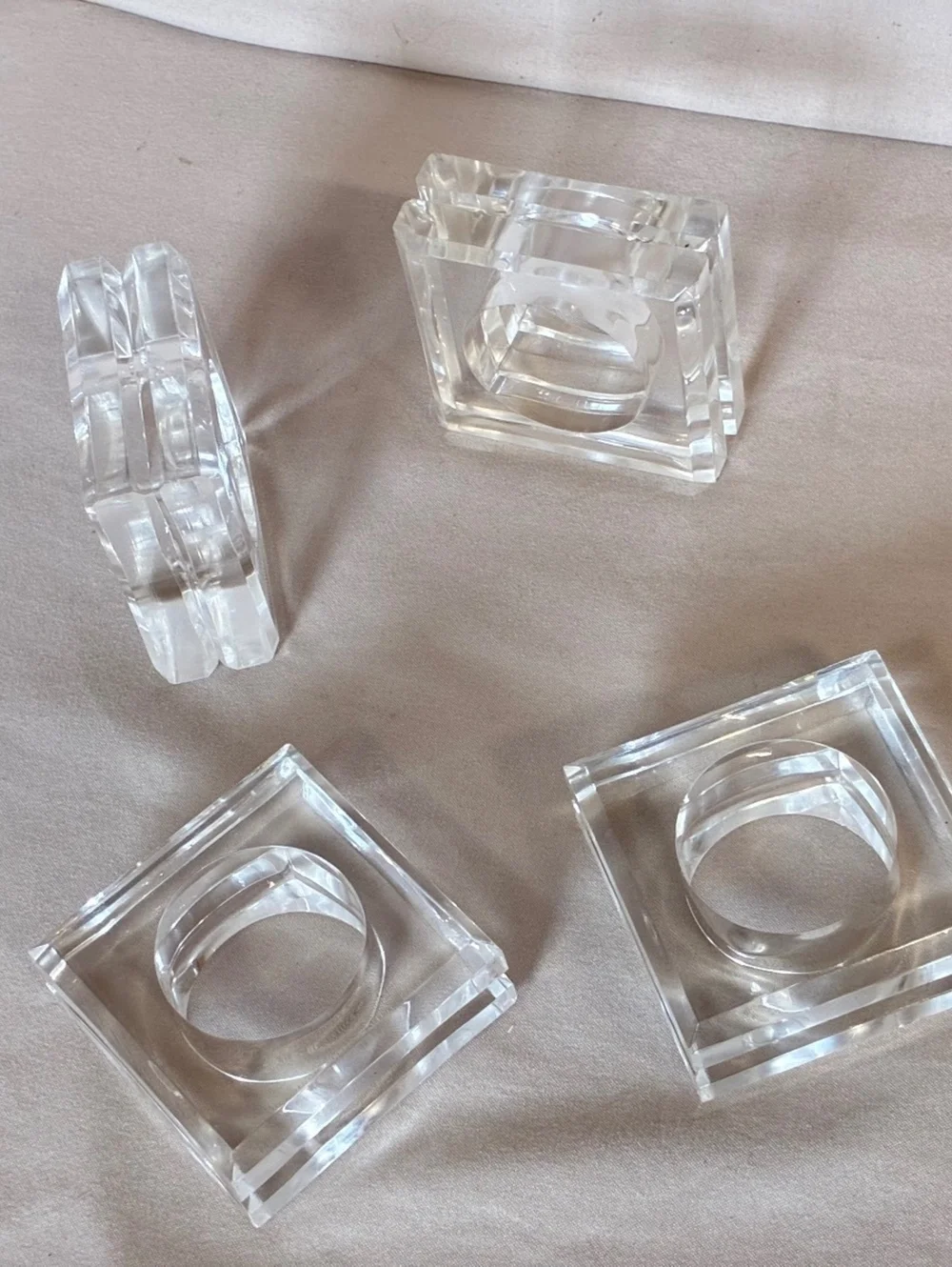 Clear lucite Square Napkin Rings 1.75